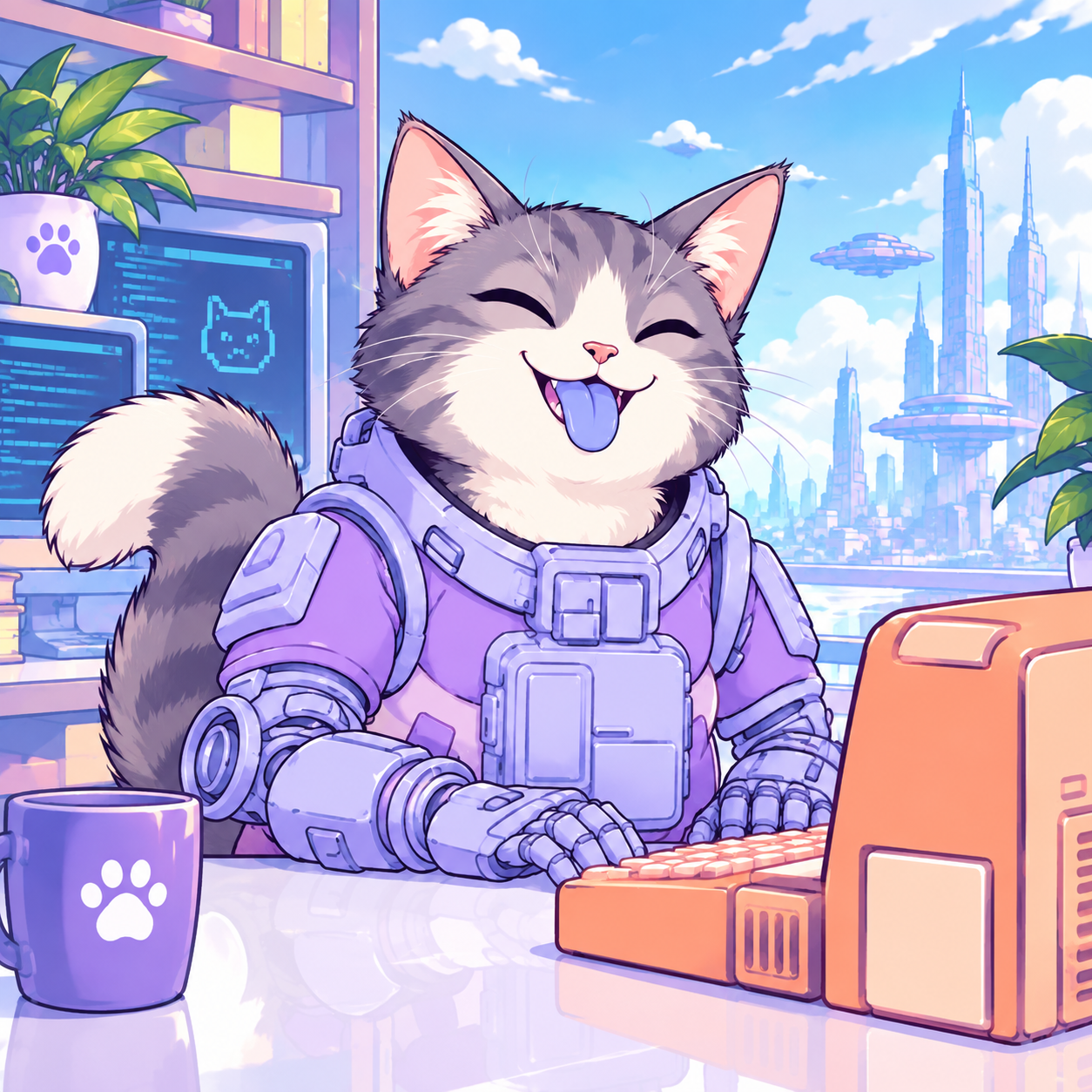 FUSECAT choosing spare raven cash from a wooden wardrobe
